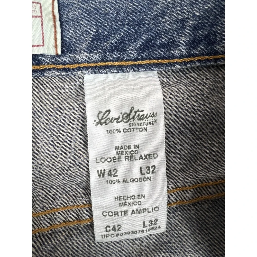 Levi Strauss‎ Mens Jeans 42x32 Blue Denim Signature Relaxed Fit Casual